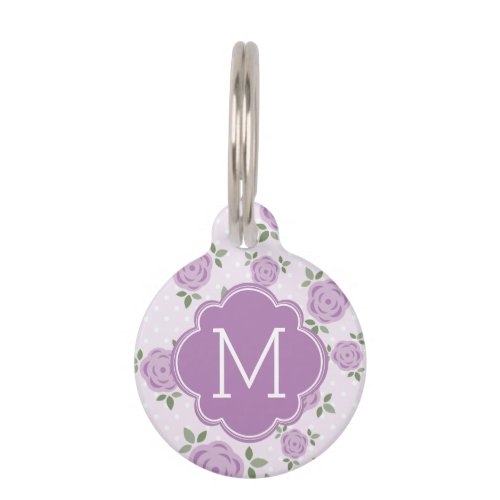 Lavender Floral Pattern Personalized Pet ID Tag