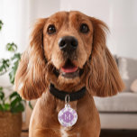 Lavender Floral Pattern Personalized Pet ID Tag<br><div class="desc">Monogrammed floral pattern.</div>