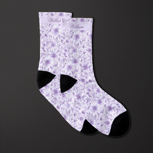Lavender Floral Pattern Socks