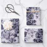 Lavender Floral Peonies Dahlias Asters Roses Wrapping Paper Sheets<br><div class="desc">A lavender purple toned vintage wallpaper digitized and given a second life on my wrapping papers. These beautiful vintage prints would have otherwise remained buried,  never to be seen again. I take them to a black and white state,  then digitally recreate and color tone them.</div>