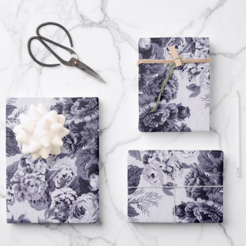 Lavender Floral Peonies Dahlias Asters Roses Wrapping Paper Sheets