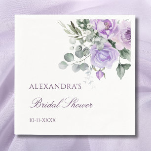 Lavender Floral Peony Bridal Shower Napkins