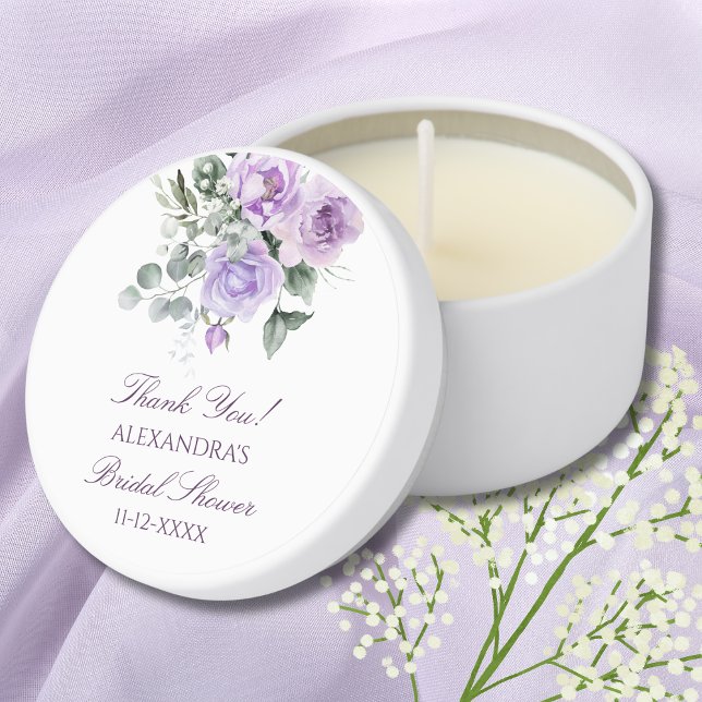 Lavender Floral Peony Bridal Shower Thank You Mini Candle Favors (Creator Uploaded)
