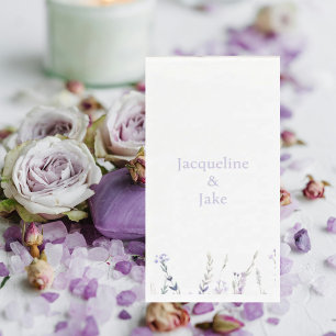 Lavender Floral Personalized Names Wedding Paper Guest Towels