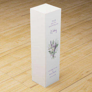 Lavender Floral Personalized Names Wedding Wine Box