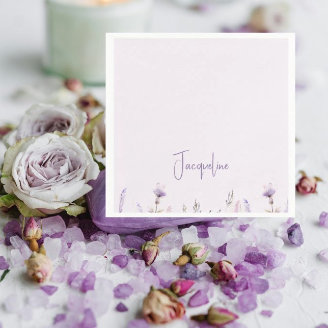 Lavender Floral Personalized Shower Napkins (Creator Uploaded)