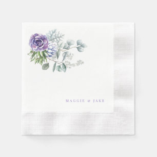 Lavender Floral Personalized Wedding  Napkins