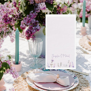 Lavender Floral Personalized Wedding  Paper Guest Towels