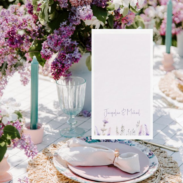 Lavender Floral Personalized Wedding  Paper Guest Towels (Creator Uploaded)