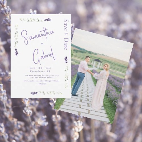 Lavender Floral Photo Save the Date