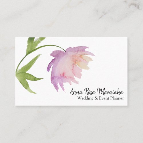  Lavender Floral Pink Elegant Watercolor Peony Business Card