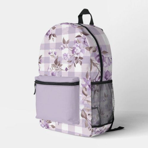 Lavender Floral Plaid Backpack