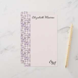 Lavender Floral Plaid  Stationery