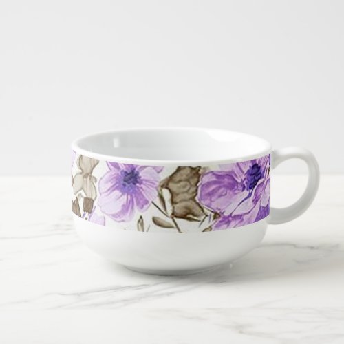 Lavender Floral Print Soup Mug