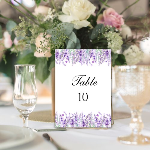 Lavender Floral Purple Wedding Table Number Cards