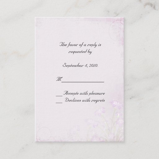 Customizable Lavender Floral RSVP Card Business Card