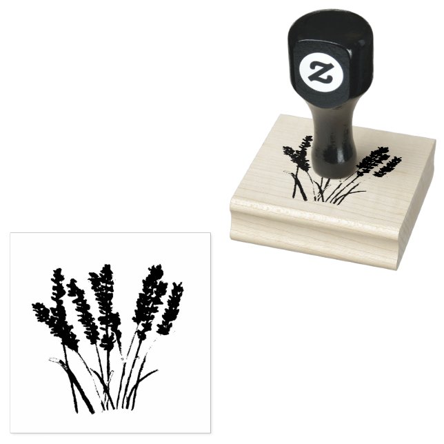 Lavender Floral Rustic Vintage Craft Art Cute Rubber Stamp (Stamped)