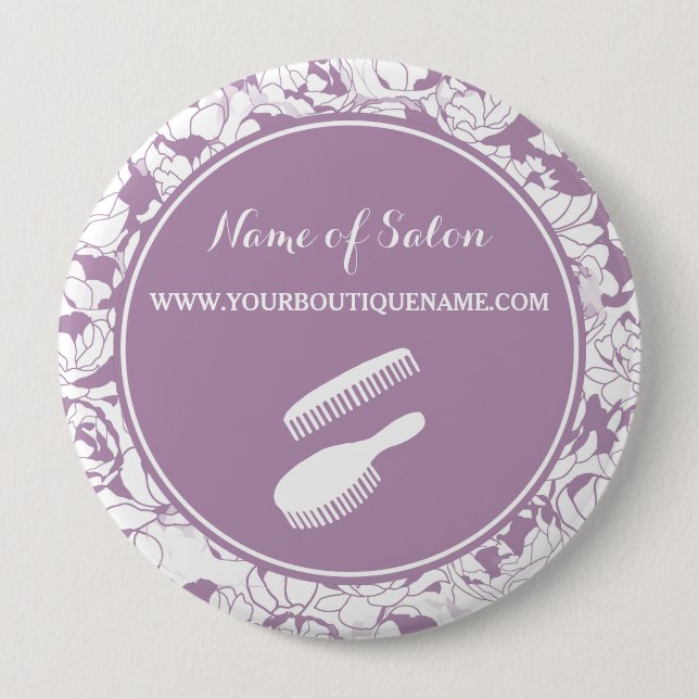 Lavender Floral Salon Button (Front)