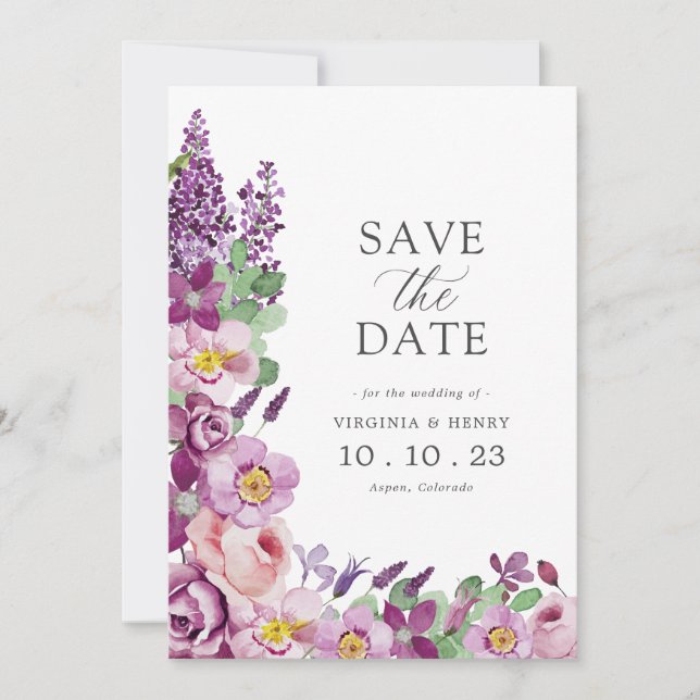 Lavender Floral Save The Date (Front)