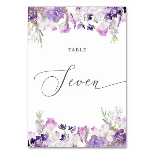 Lavender floral Seven Table Number