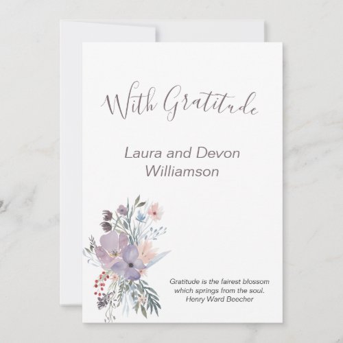 Lavender Floral Spray in Watercolors Thank You Card