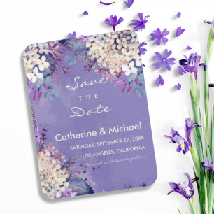 Lavender Floral Spring Weddding Save The Date Magnet
