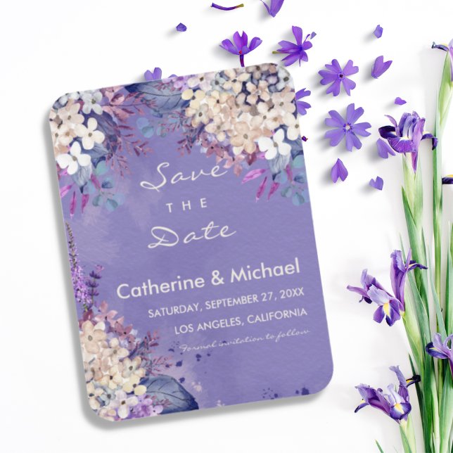 Lavender Floral Spring Weddding Save The Date Magnet (Creator Uploaded)