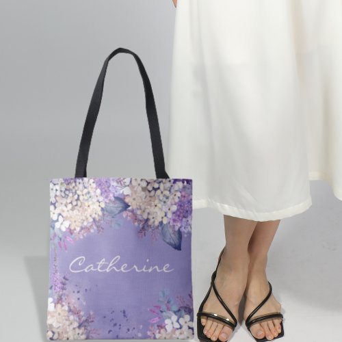 Lavender Floral Spring Wedding Bridesmaids Gift Tote Bag