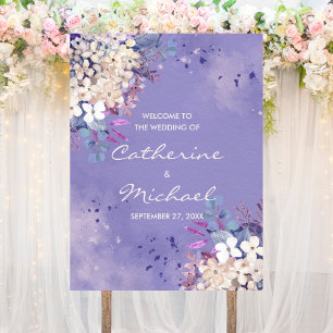 Lavender Floral Spring Wedding Welcome Sign