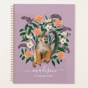 Lavender Floral Squirrel Monkey Personalized 2023 Planner
