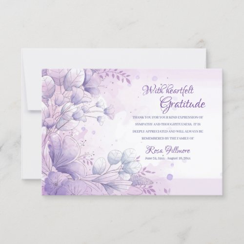 Lavender Floral Sympathy Thank You Card