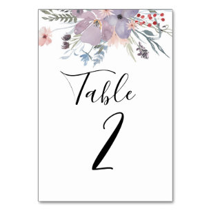 Lavender floral table number. Purple wedding Number