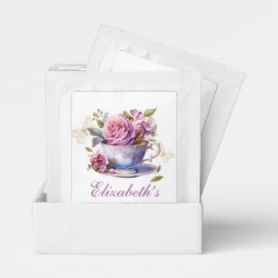 Lavender Floral Tea Cup Baby Shower  Bag Drink Mix