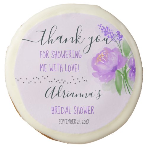 Lavender Floral Thank You Bridal Shower  Sugar Cookie