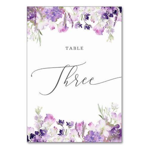 Lavender floral Three Table Number