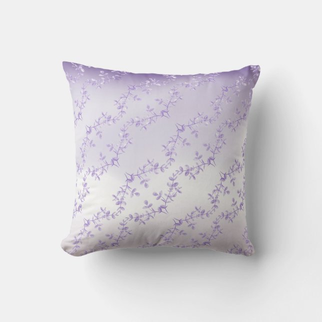 Lavender Floral Throw Pillow (Front)