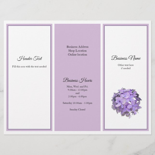 Lavender Floral Tri-fold Business Brochure Photo  Flyer (Front)