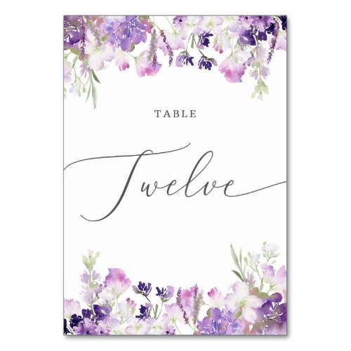 Lavender floral Twelve Table Number