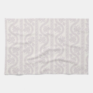 Lavender Floral Vine Stripe, Cream Kitchen Towel