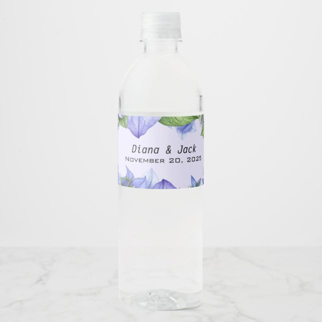 Lavender Floral  Water Bottle Label (Front)