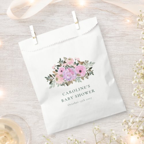 Lavender Floral Watercolor Baby Shower Custom Favor Bag