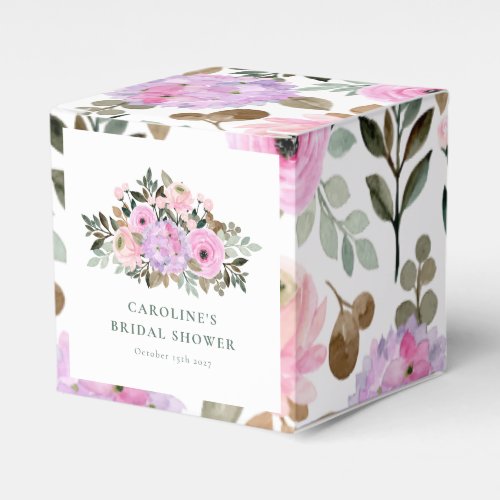Lavender Floral Watercolor Bridal Shower Custom Favor Boxes