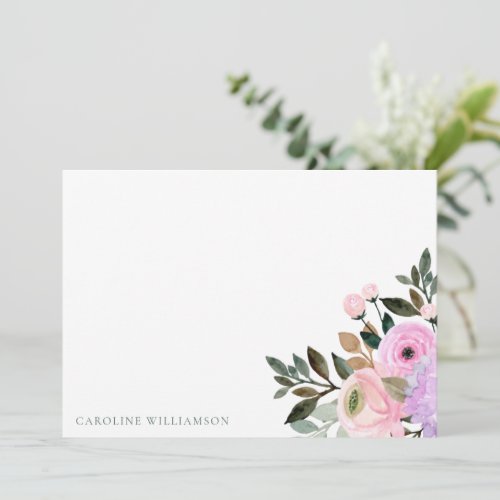 Lavender Floral Watercolor Bridal Shower Custom Thank You Card