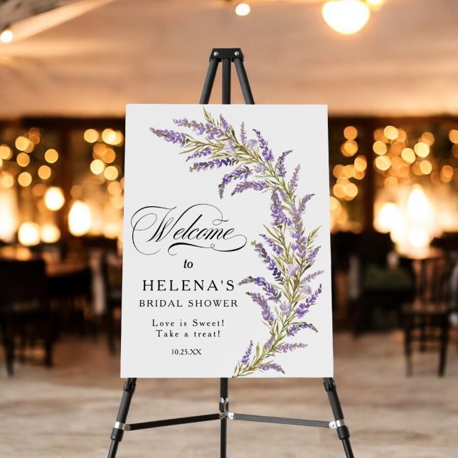 Lavender floral watercolor bridal shower welcome foam board (Lavender floral watercolor bridal shower welcome foam board)