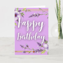 Lavender Floral Watercolor Happy Birthday Greeting