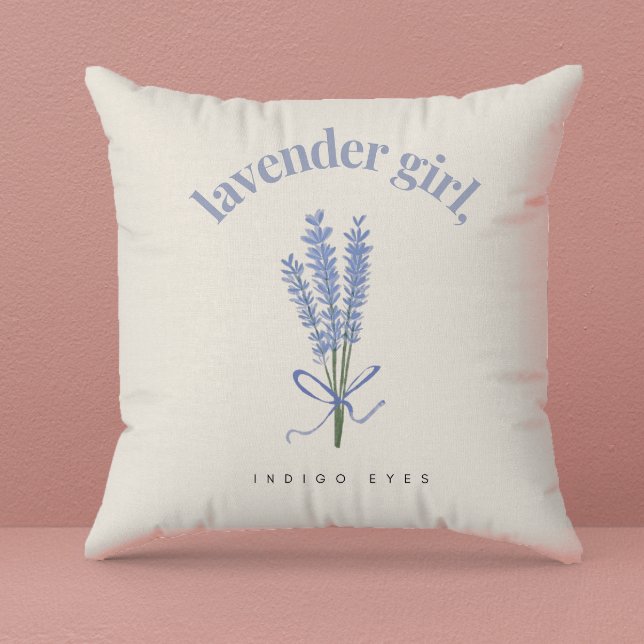 Lavender Floral Watercolor Illustration Throw Pillow (Creator Uploaded)