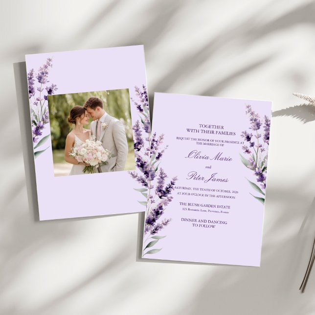 Lavender Floral Watercolor Wedding Invitation (Creator Uploaded)