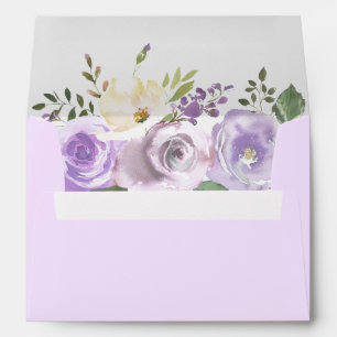 Lavender Floral Watercolor Wedding Return Address Envelope