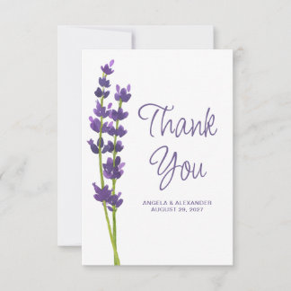 Lavender Floral Watercolor Wedding Thank You Card