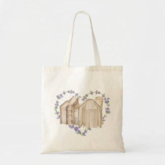 Lavender Floral Watercolour Book Lovers Heart Tot Tote Bag